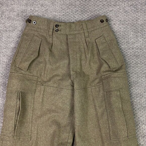 NWOT Vintage 1962 M&S German Military Pants Mens 28 x 30 Olive Cargo Wool Heavy - Picture 2 of 14